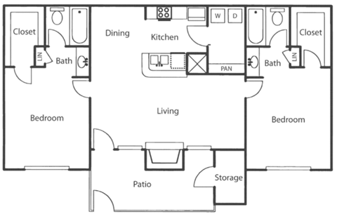 a floor plan of a house with a bedroom and a living room